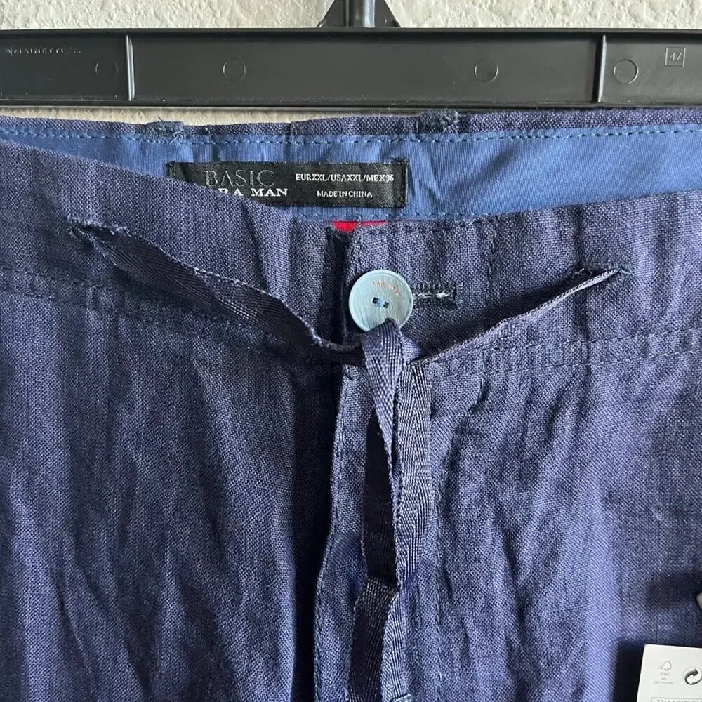 NWT Zara Men's Blue Linen Pants Size XXL Style 0706/433/01